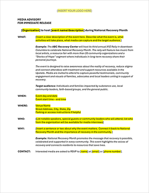 Public Relations Template