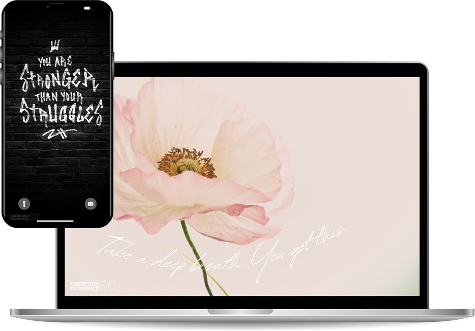 Device wallpapers with encouraging messages