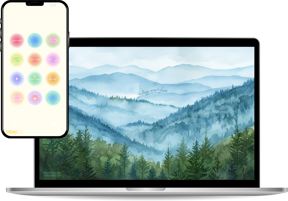 Device wallpapers with encouraging messages